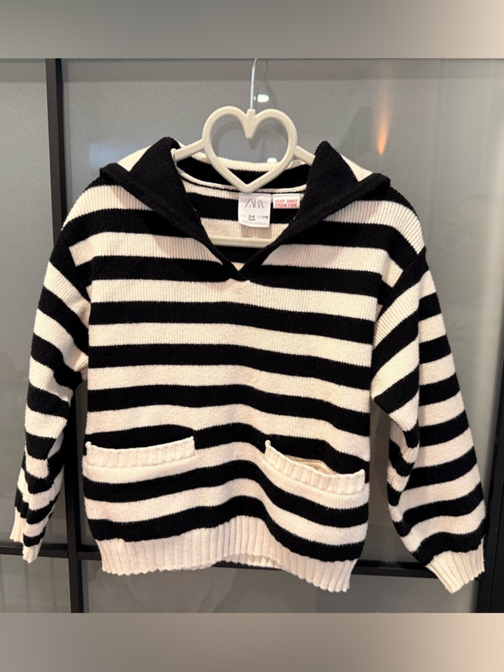 ZARA Black and White Striped Sweater